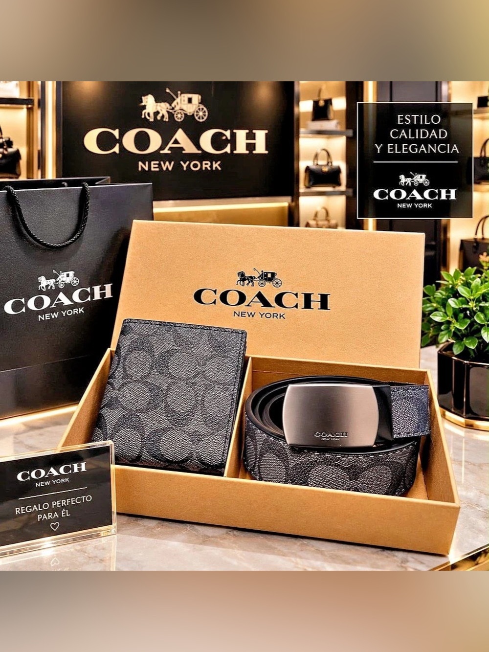 Coach Reversible Belt & Wallet Set